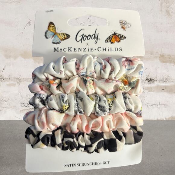MacKenzie-Childs Accessories - MacKenzie Childs x Goody Satin Scrunchies Hair Ties 5 Count NWT